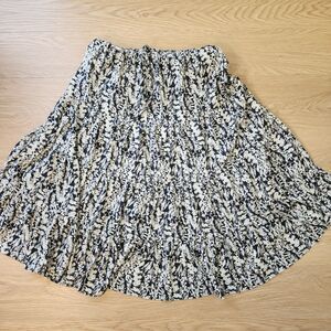 Hayden Los Angeles Floral Geo Print Maxi Skirt Medium Elastic Waist Tan Black